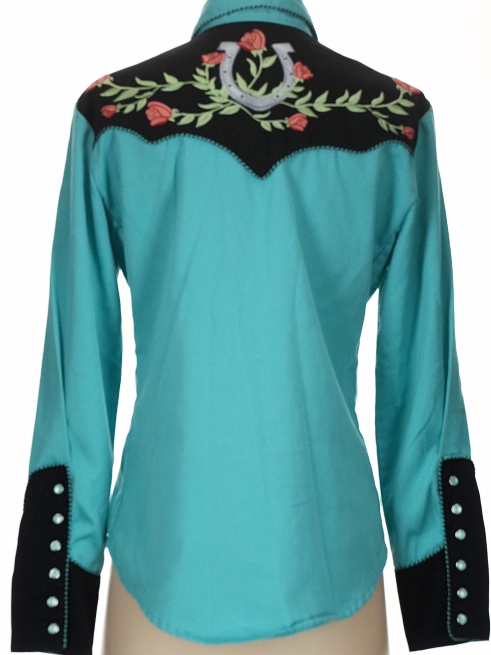 SCULLY WOMEN'S HORSESHOE EMBROIDERED RETRO WESTERN PEARL SNAP SHIRT XS NWOT - Picture 2 of 9